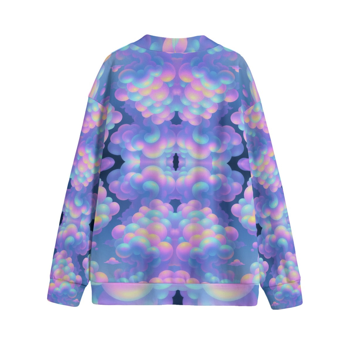 Unisex V-neck Knitted Fleece Cardigan With Button Closure