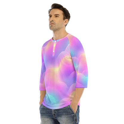 Men's Bracelet Sleeve T-shirt With Button Closure - view 3