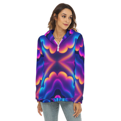 Women's Borg Fleece Hoodie With Half Zip