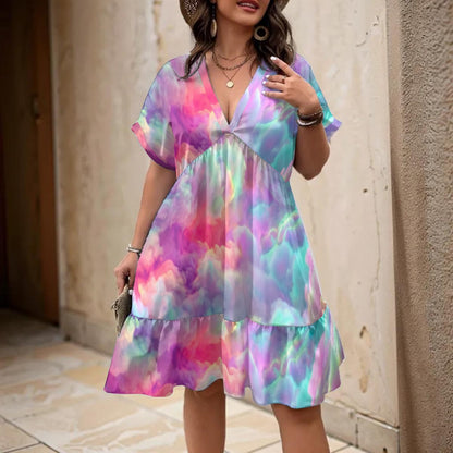 Women’s Floral V-Neck Short Sleeve Dress