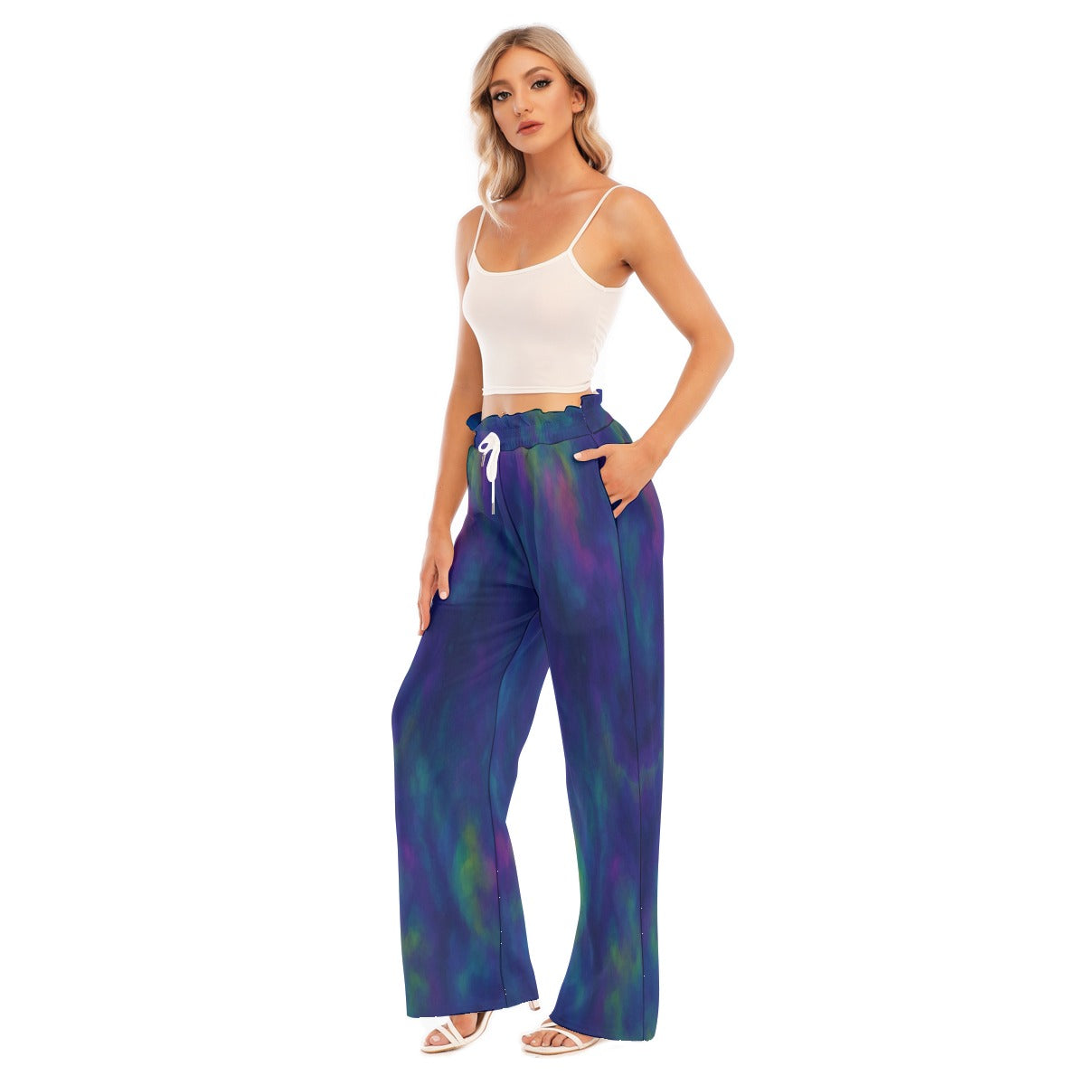 Women's Waist Fungus Edge Wide-leg Pants