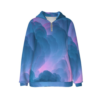 Women's Borg Fleece Hoodie With Half Zip