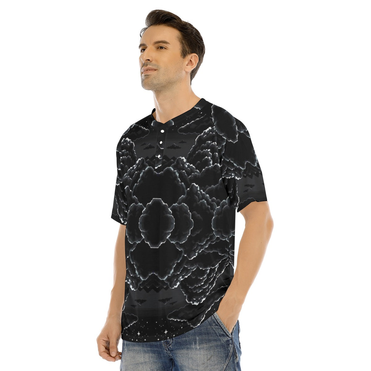 Men's Raglan Sleeve T-shirt With Button Closure