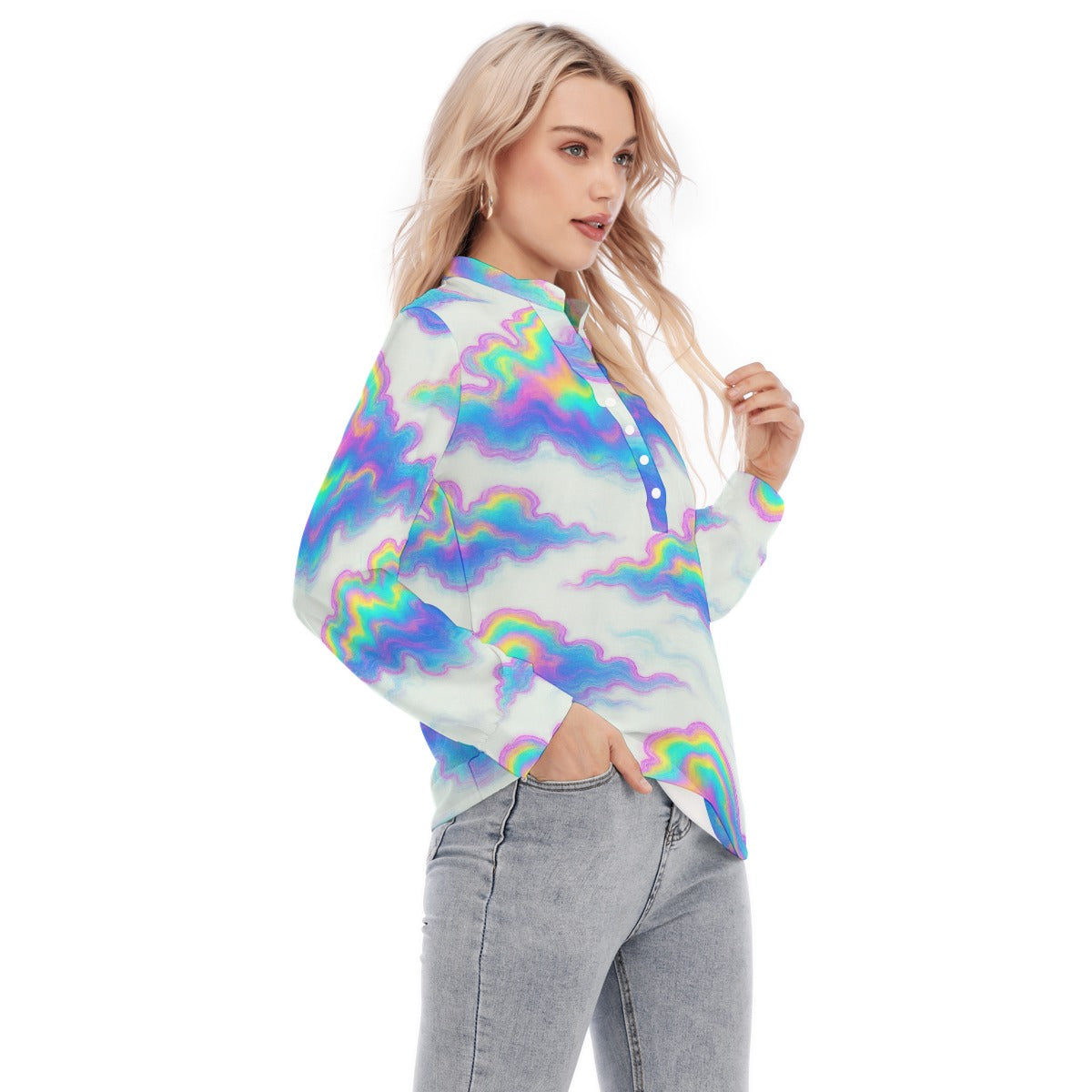 Women's Long Sleeve Blouse With Button Closure