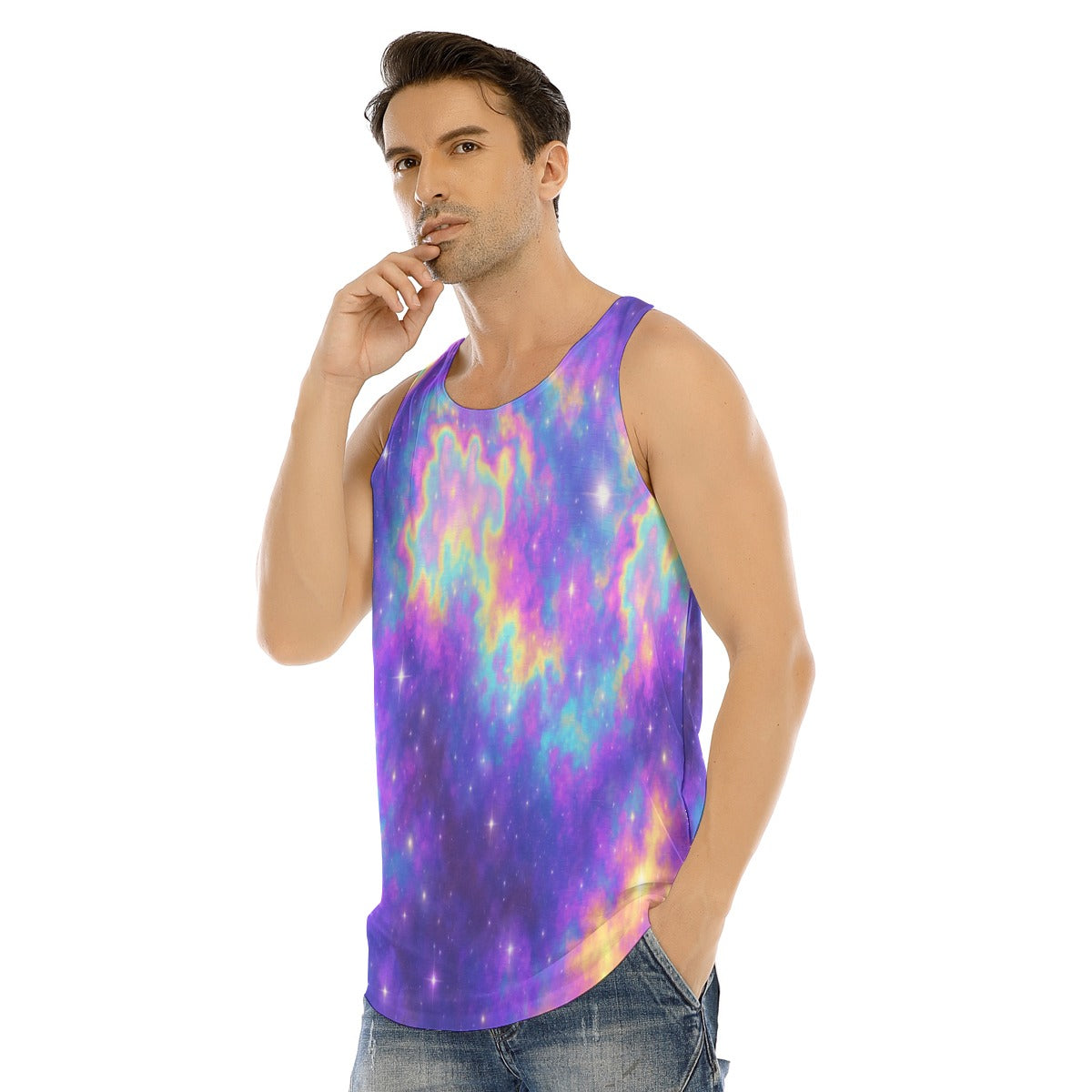 Men's Curved Hem Long Tank Top