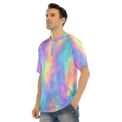 Men's Raglan Sleeve T-shirt With Button Closure