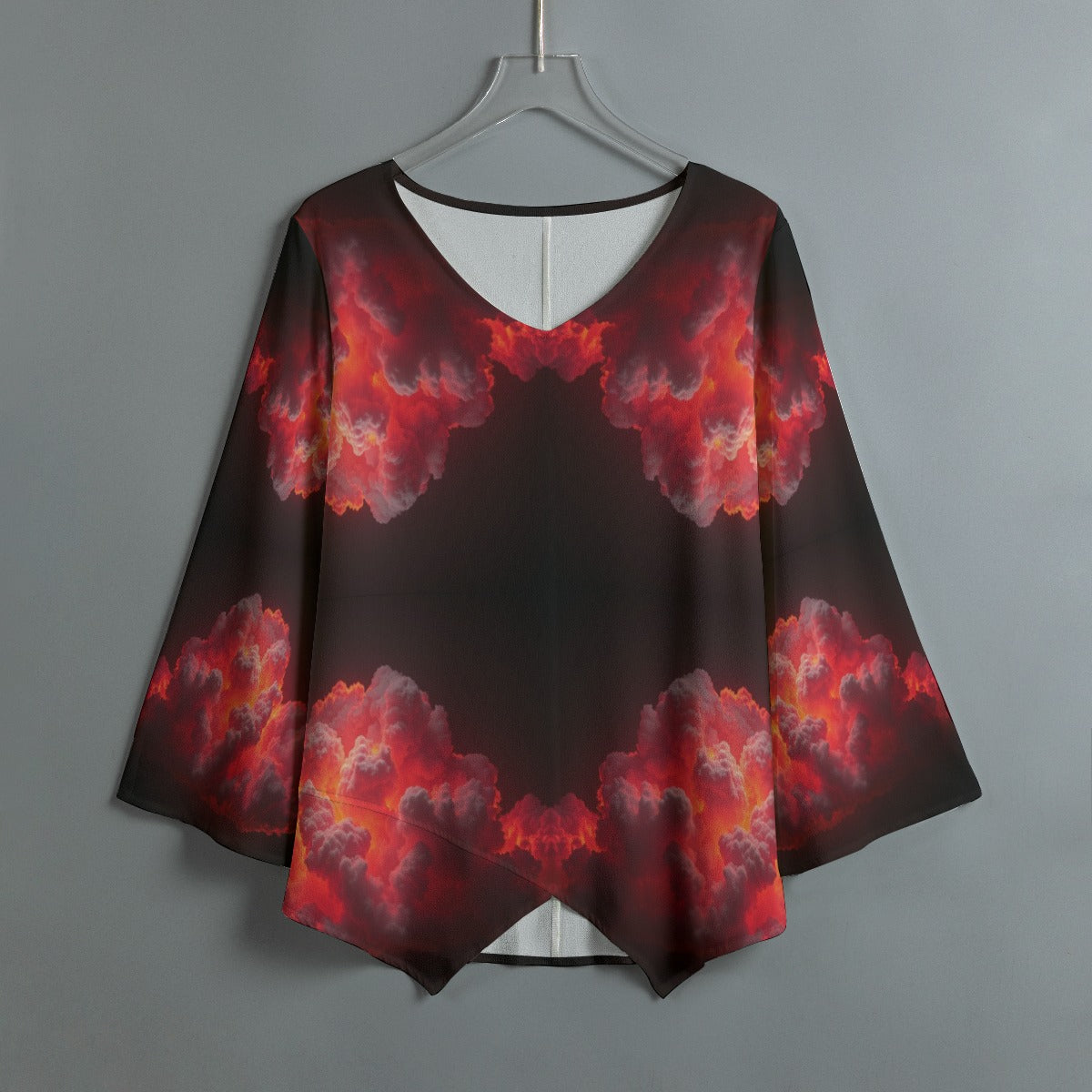 Women's V-neck T-shirt With Irregular Hem