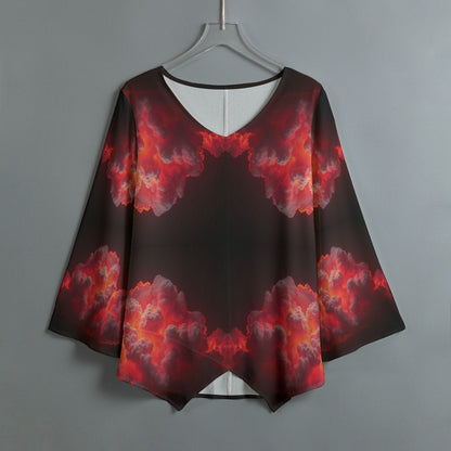 Women's V-neck T-shirt With Irregular Hem