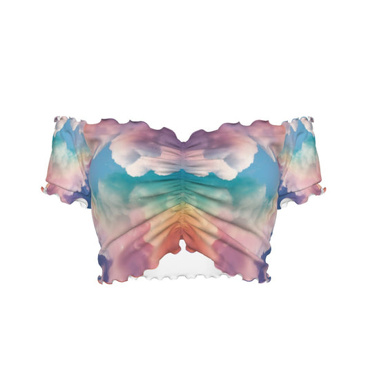 Women's One-shoulder Off-the-navel Short Sleeve T-shirt