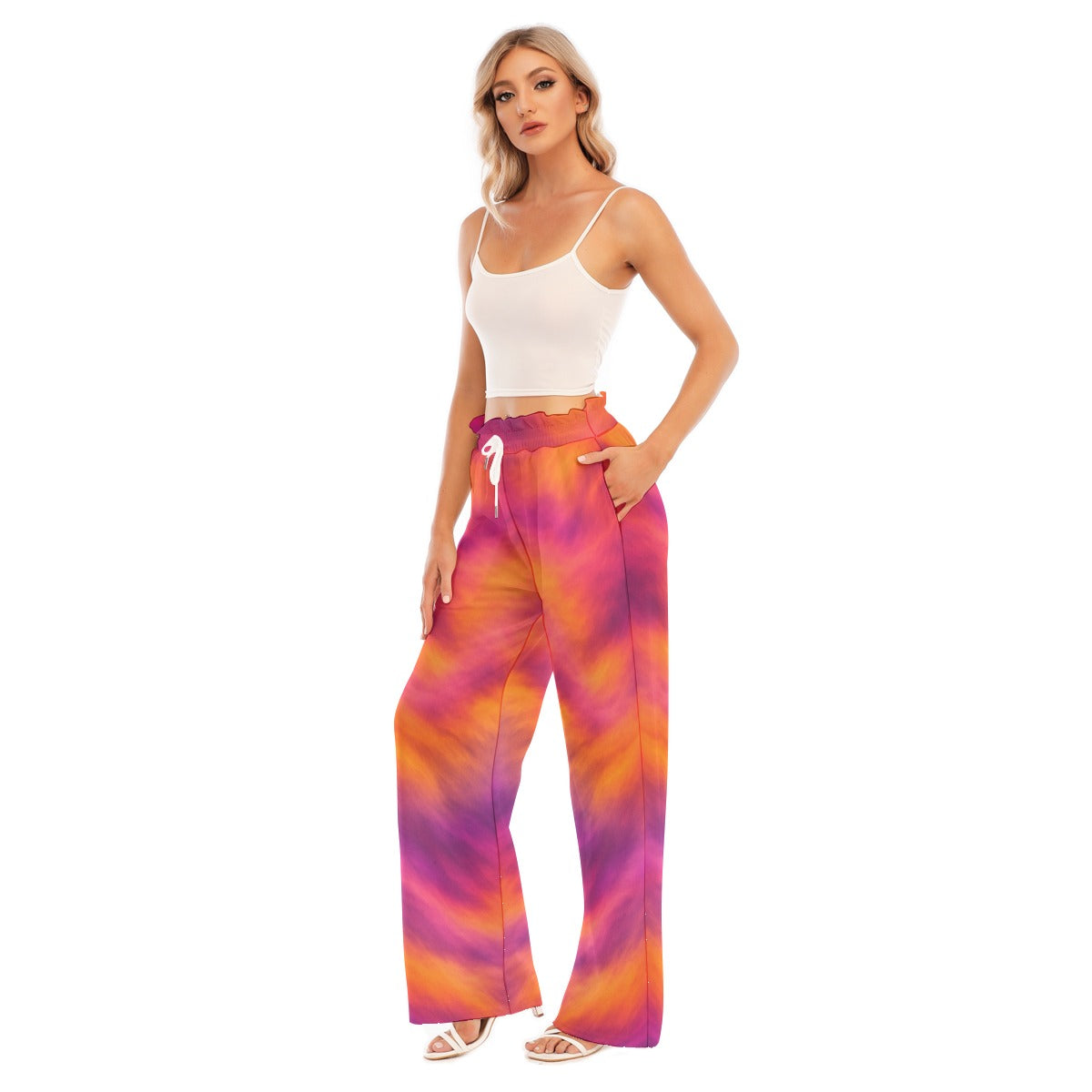 Women's Waist Fungus Edge Wide-leg Pants