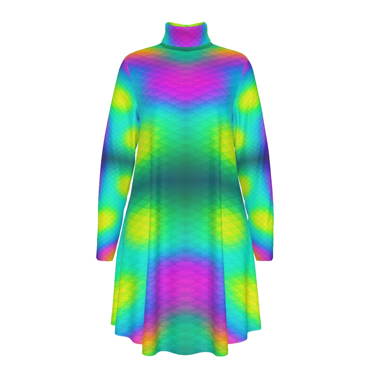 Women's High Neck Dress With Long Sleeve