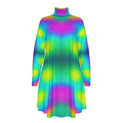 Women's High Neck Dress With Long Sleeve