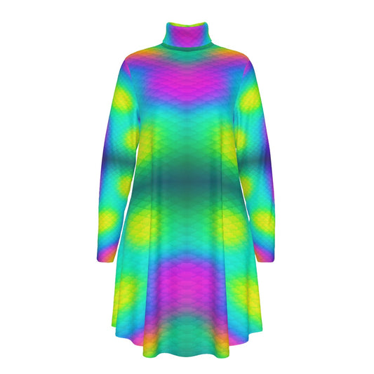 Women's High Neck Dress With Long Sleeve