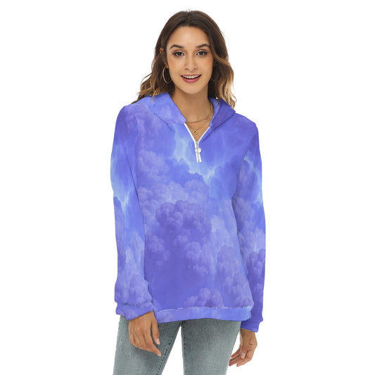 Women's Borg Fleece Hoodie With Half Zip