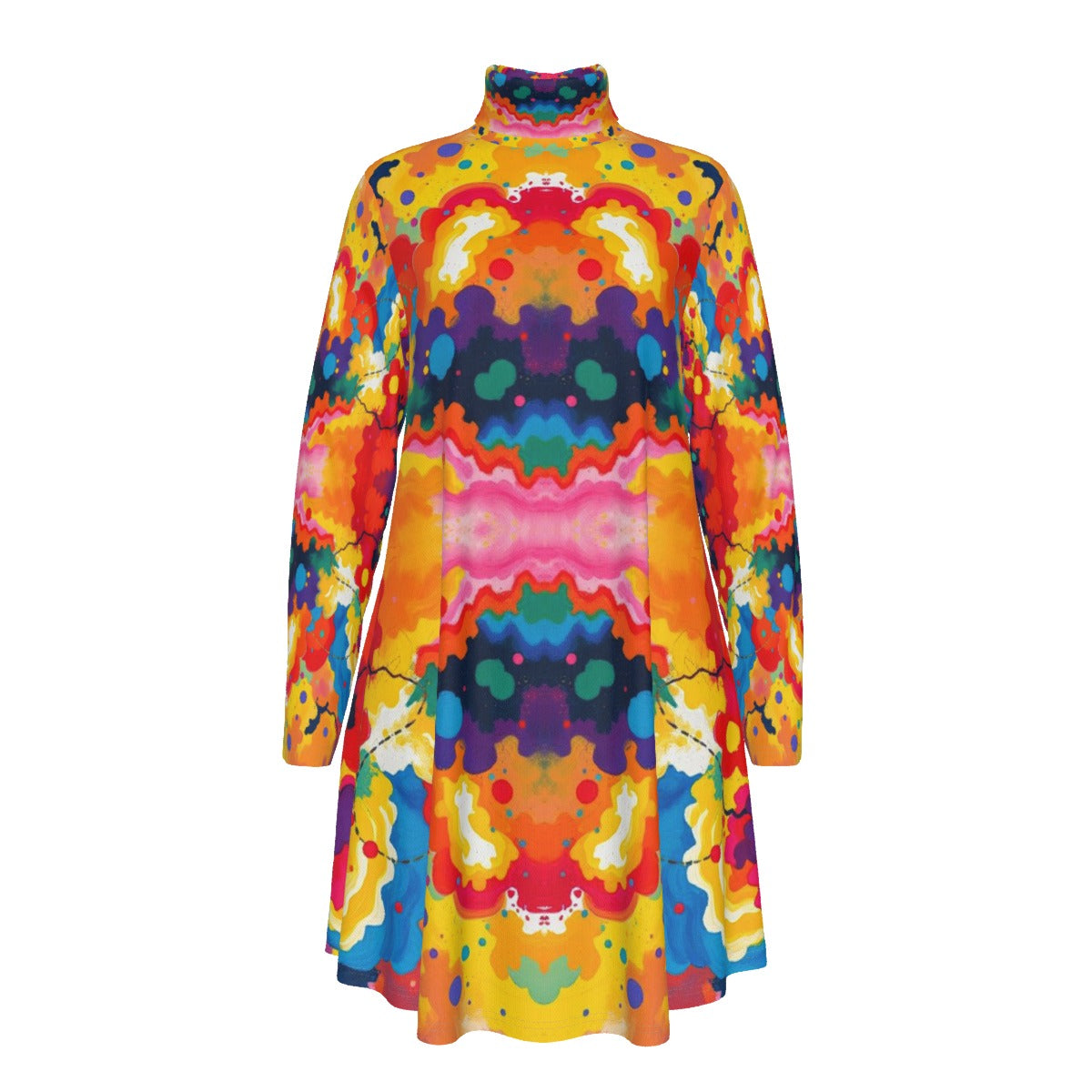 Women's High Neck Dress With Long Sleeve