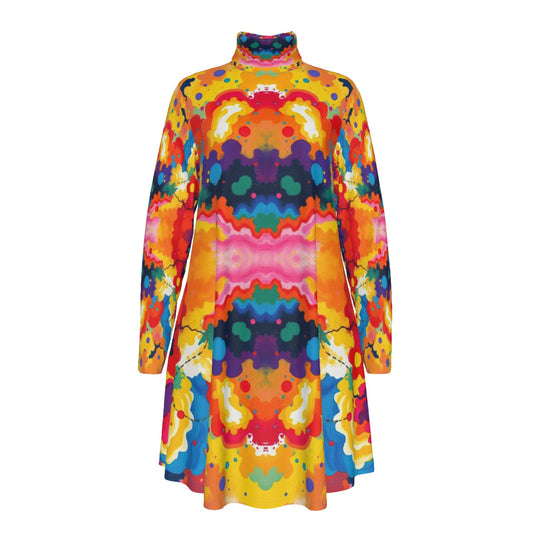 Women's High Neck Dress With Long Sleeve
