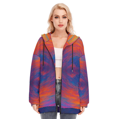 Women's Long Hoodie With Zipper Closure