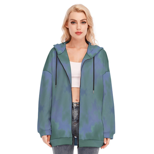 Women's Long Hoodie With Zipper Closure
