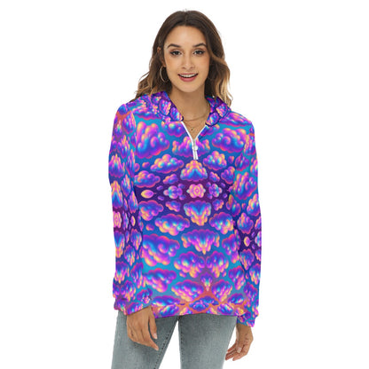 Women's Borg Fleece Hoodie With Half Zip