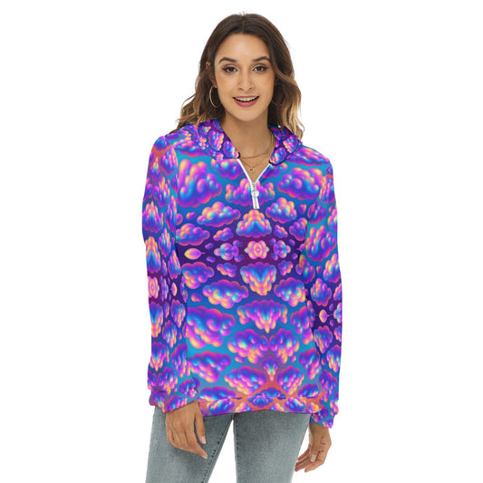 Women's Borg Fleece Hoodie With Half Zip