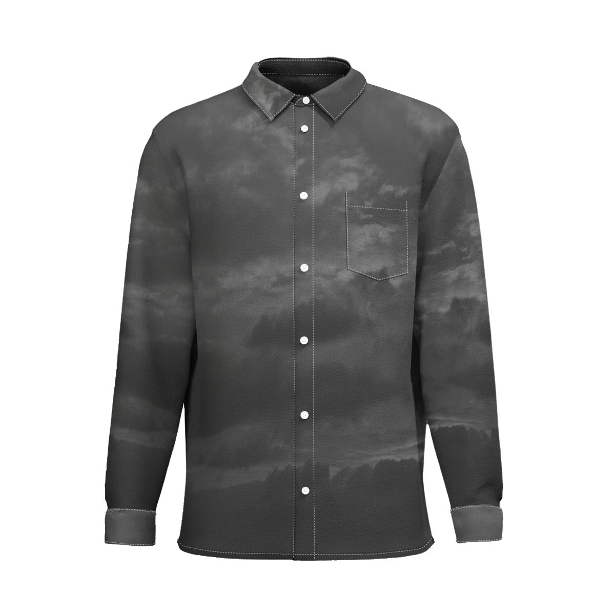 Men's Business Lapel Long Sleeve Shirt With Pocket|110GSM Imitation Flax