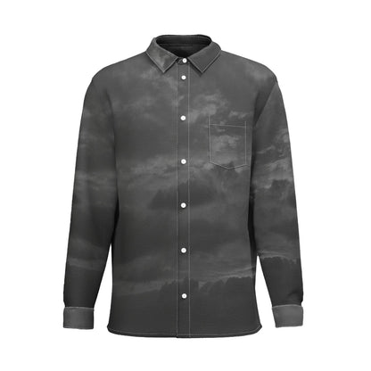 Men's Business Lapel Long Sleeve Shirt With Pocket|110GSM Imitation Flax
