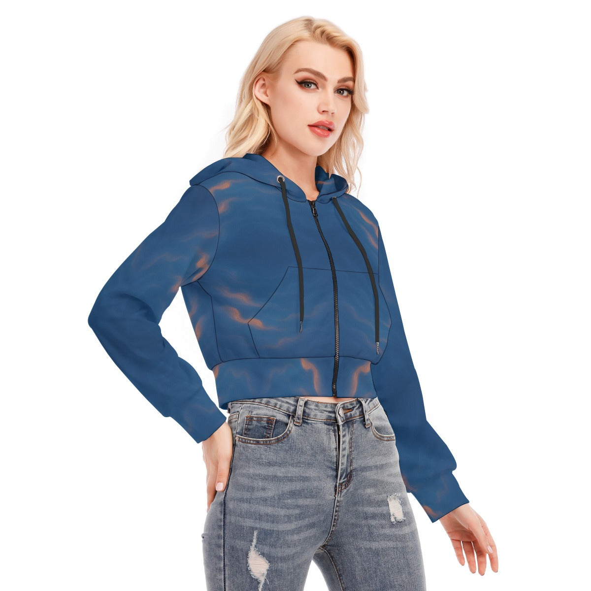 Women's Crop Top Hoodie With Zipper Closure