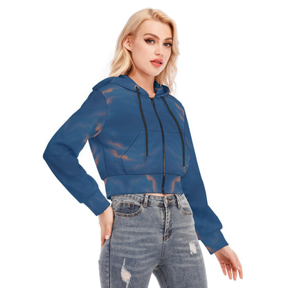 Women's Crop Top Hoodie With Zipper Closure
