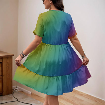 Unisex Women’s Floral V-Neck Short Sleeve Dress