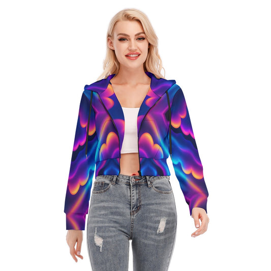 Women's Crop Top Hoodie With Zipper Closure