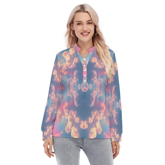 Women's Long Sleeve Blouse With Button Closure
