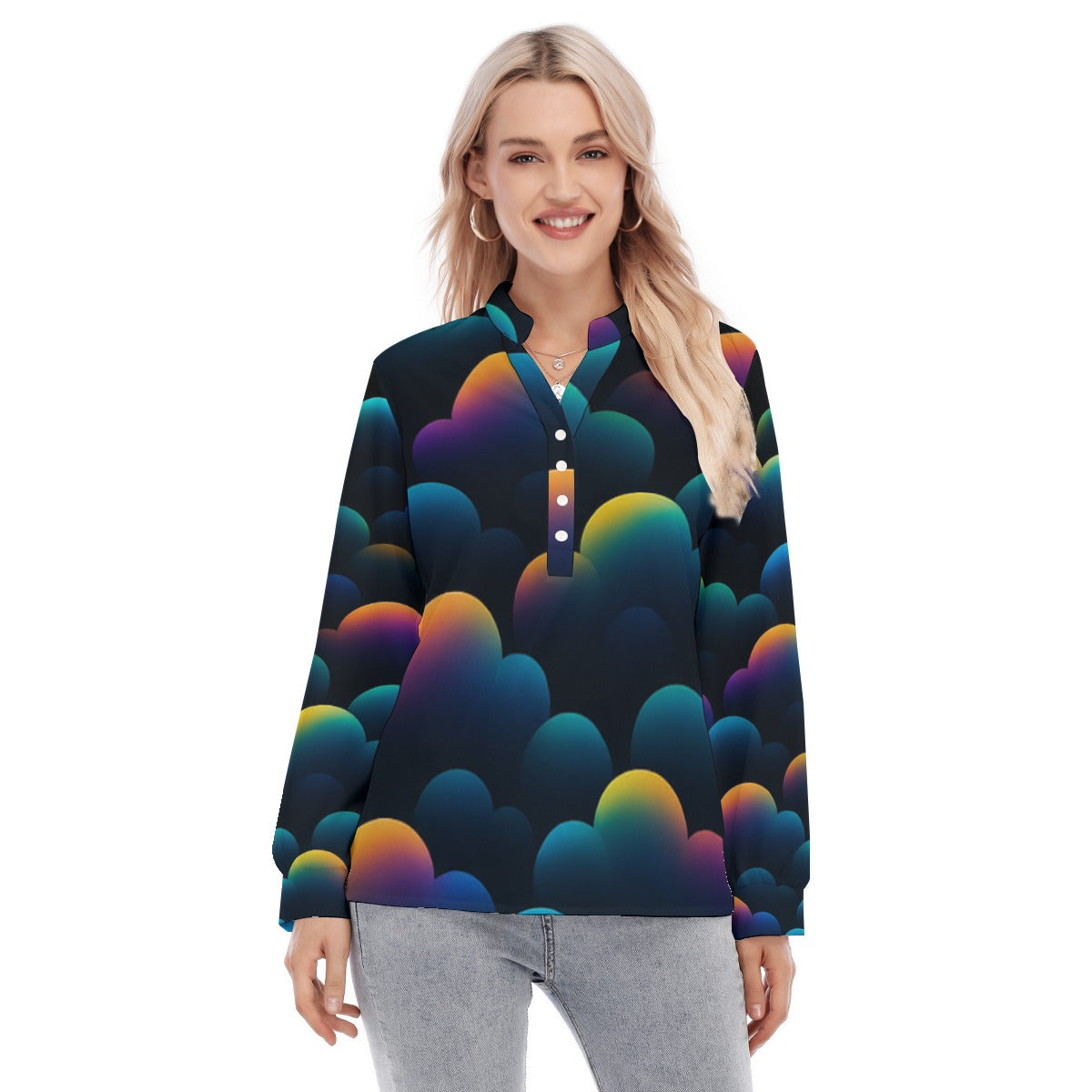 Women's Long Sleeve Blouse With Button Closure