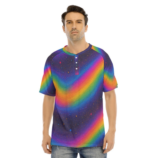 Men's Raglan Sleeve T-shirt With Button Closure