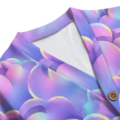 Unisex V-neck Knitted Fleece Cardigan With Button Closure