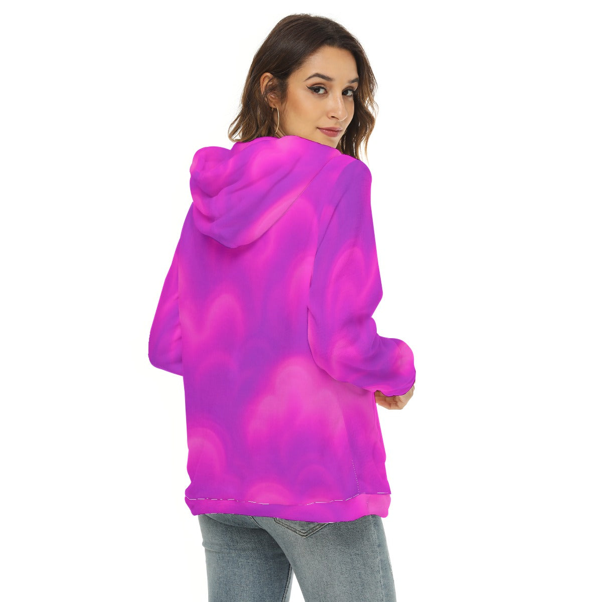 Women's Borg Fleece Hoodie With Half Zip