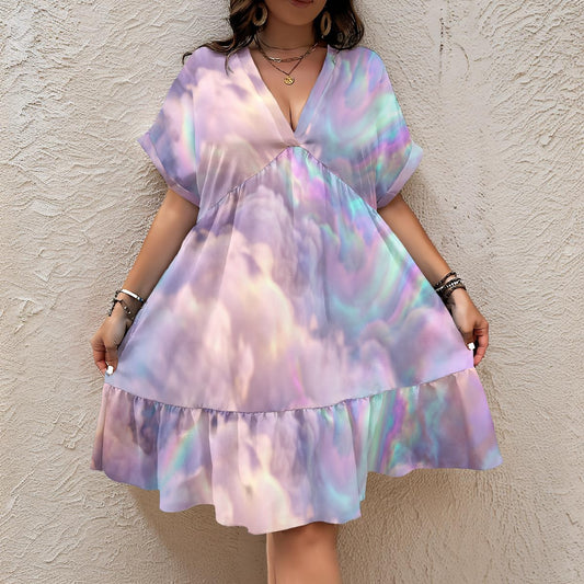 Women’s Floral V-Neck Short Sleeve Dress