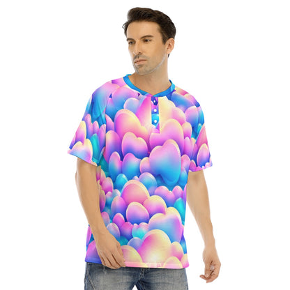 Men's Raglan Sleeve T-shirt With Button Closure