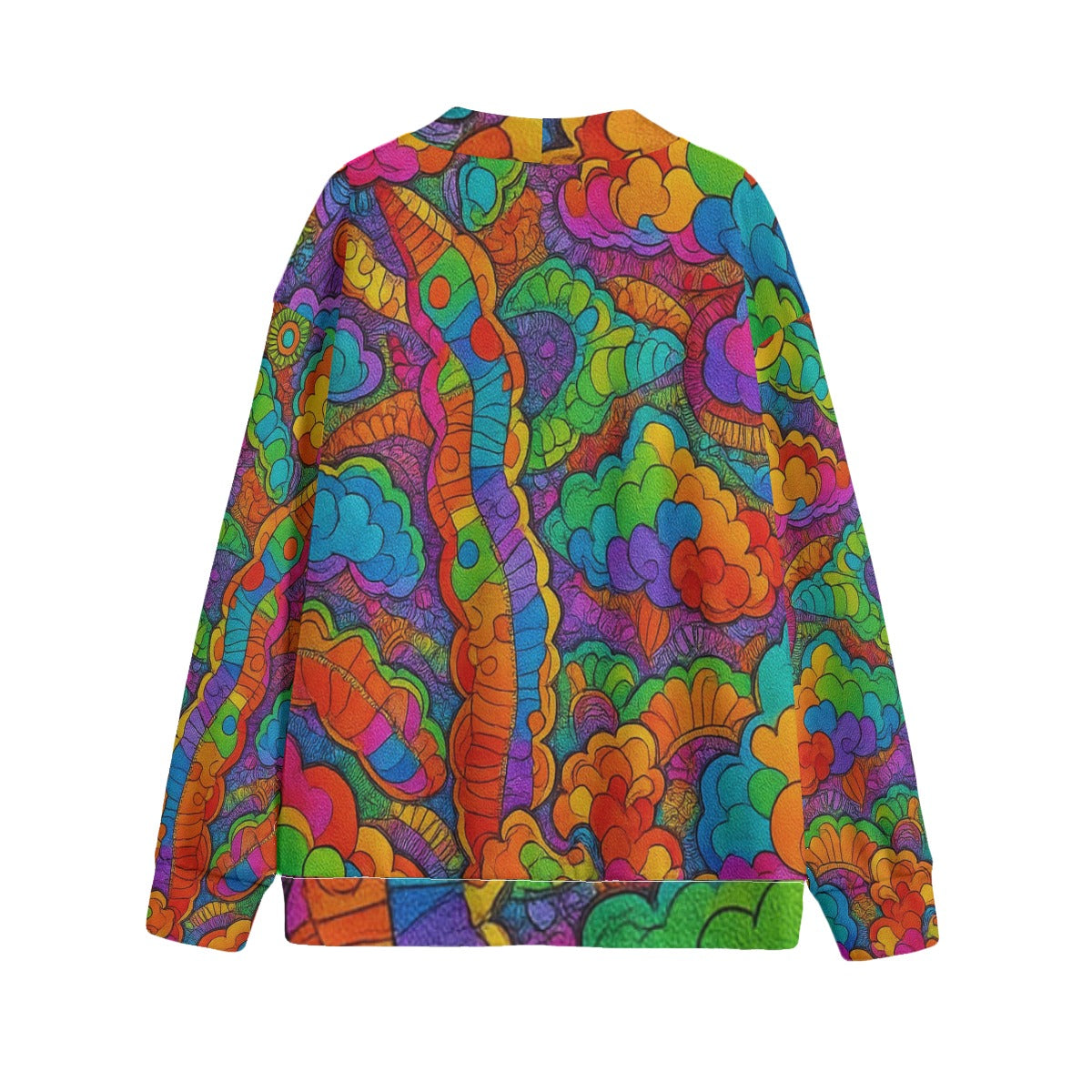 Unisex V-neck Knitted Fleece Cardigan With Button Closure