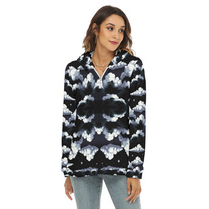 Women's Borg Fleece Hoodie With Half Zip