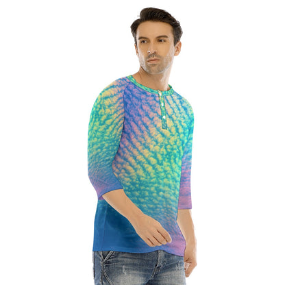 Men's Bracelet Sleeve T-shirt With Button Closure - view 2