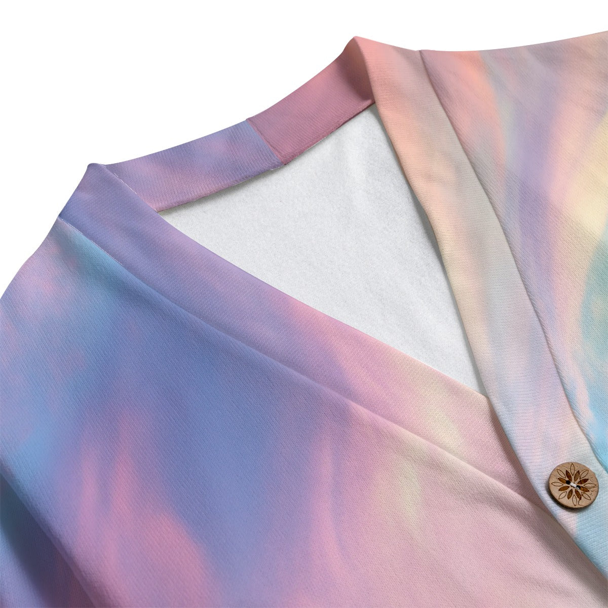 Unisex V-neck Knitted Fleece Cardigan With Button Closure