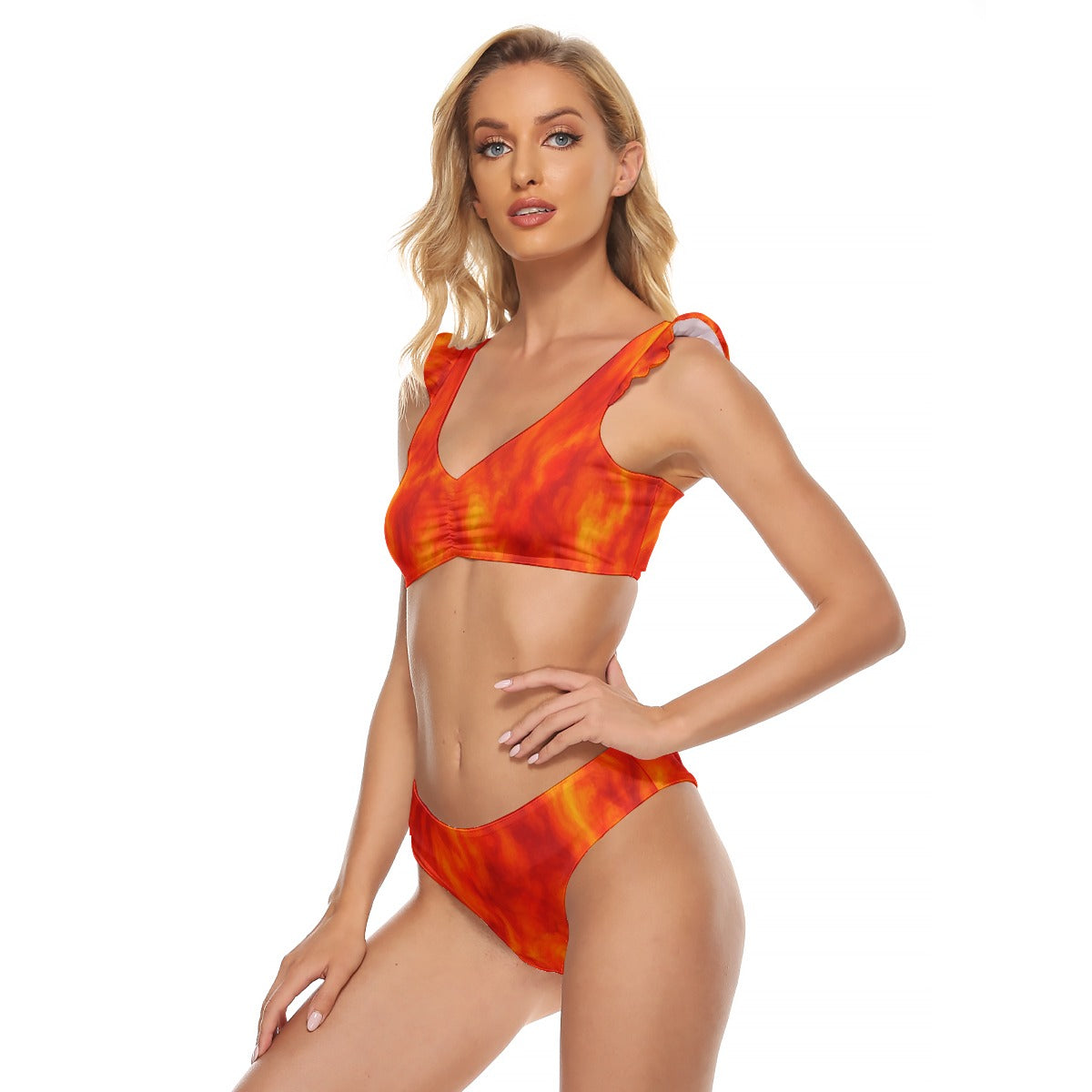 Women's Bikini Swimsuit With Ruffle Cuff Bra