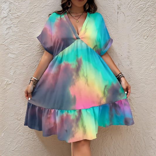 Women’s Floral V-Neck Short Sleeve Dress