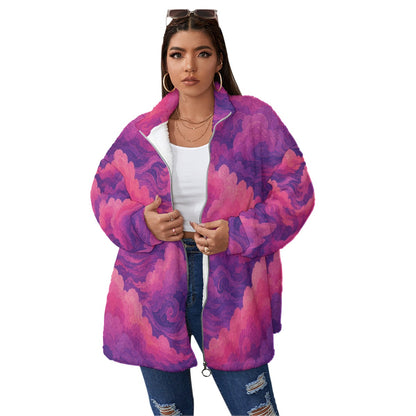 Unisex Borg Fleece Stand-up Collar Coat With Zipper Closure(Plus Size)