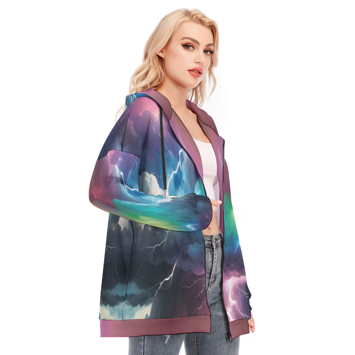 Women's Long Hoodie With Zipper Closure