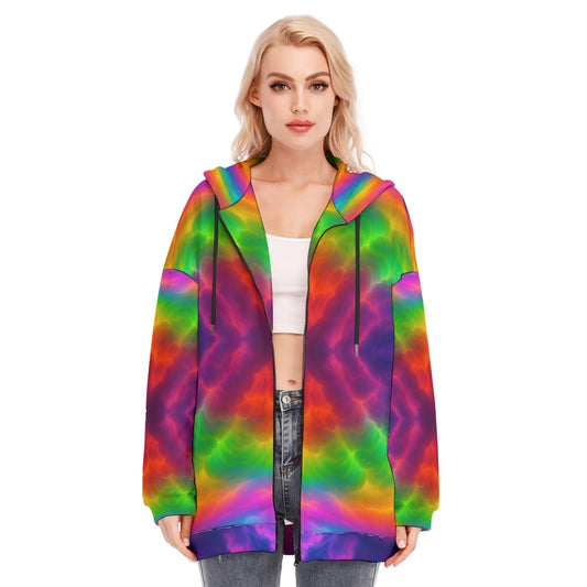 Women's Long Hoodie With Zipper Closure