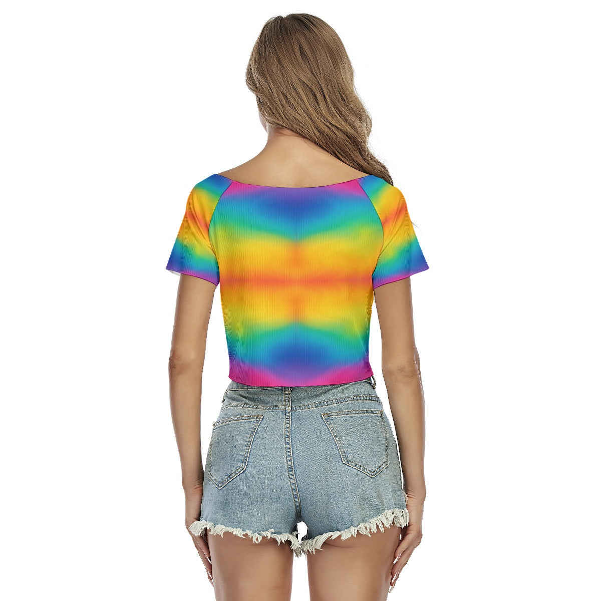 Women's Raglan Drawstring Front Crop Tee