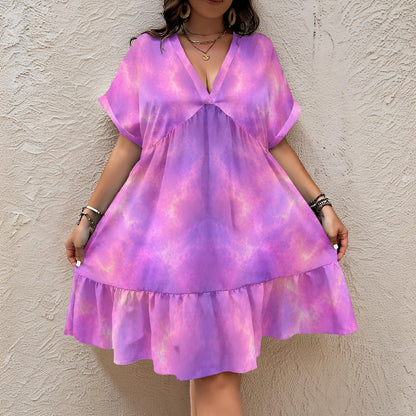 Women’s Floral V-Neck Short Sleeve Dress