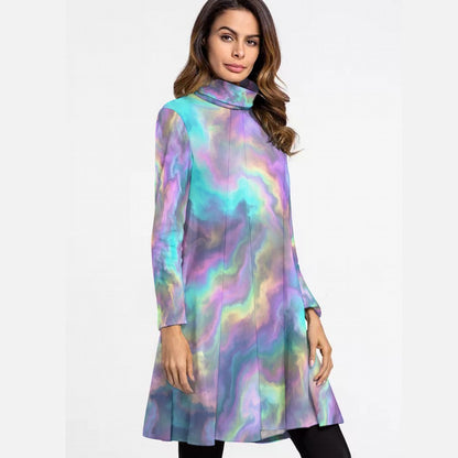 Women's High Neck Dress With Long Sleeve