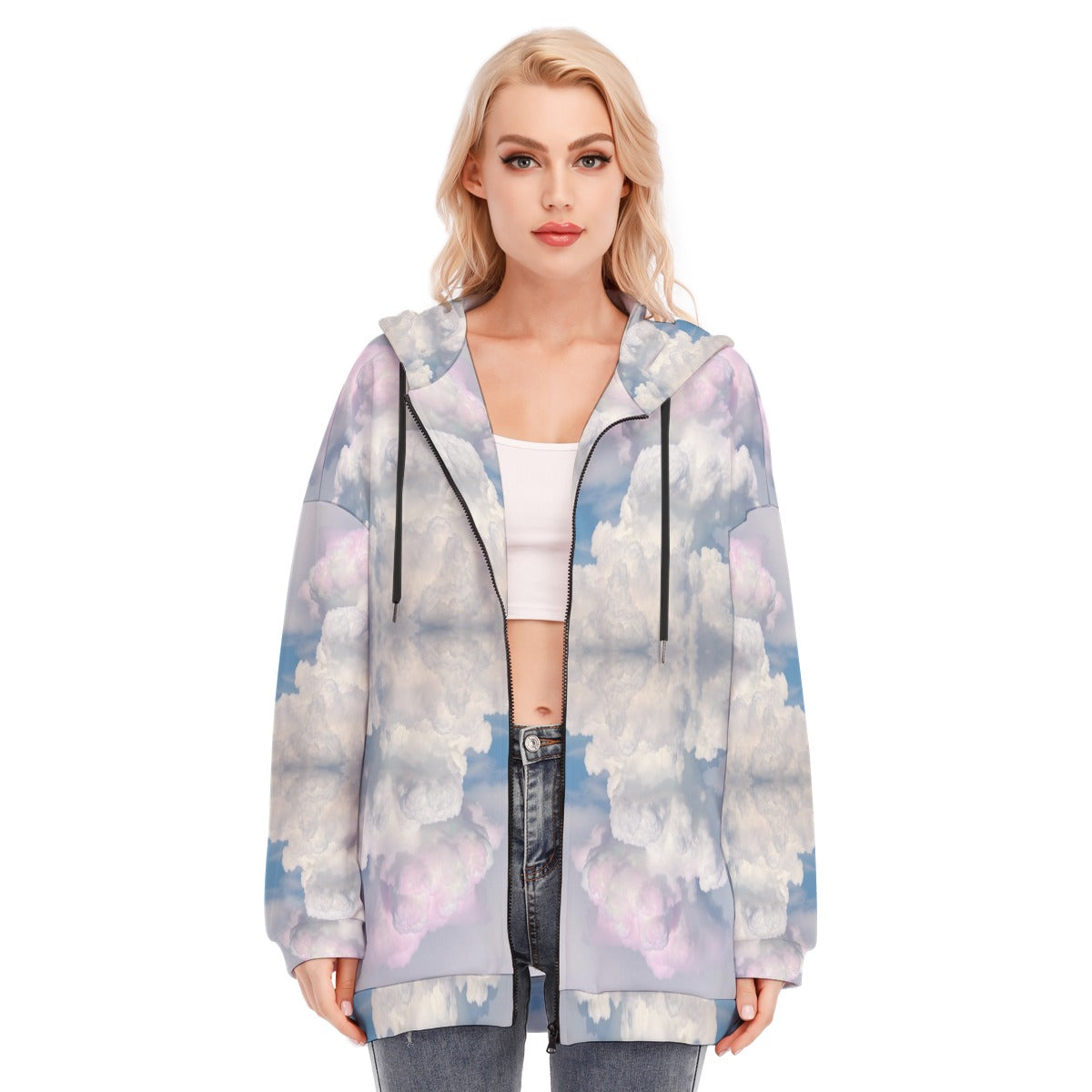 Women's Long Hoodie With Zipper Closure